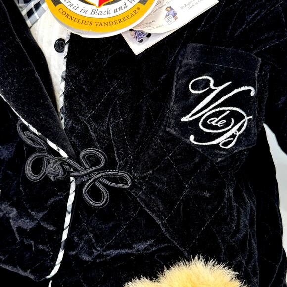 Cornelius VanderBear Portrait In Black & White Collectible Plush Bear NABCO NWT - Picture 3 of 8